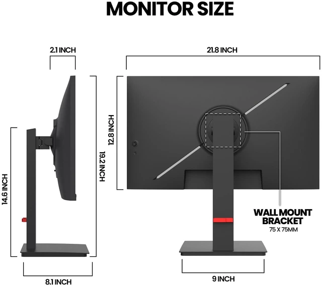 Alt view image 6 of 7 - 24.5" FHD 200Hz Vertical Monitor, Height/Pivot/Swivel/Tilt Adjustable 120%sRGB Color, FreeSync, HDMI/DP, Low Blue Light, and 75x75mm Wall Mount for PC Gaming, Coding, Streaming, Study, and Office