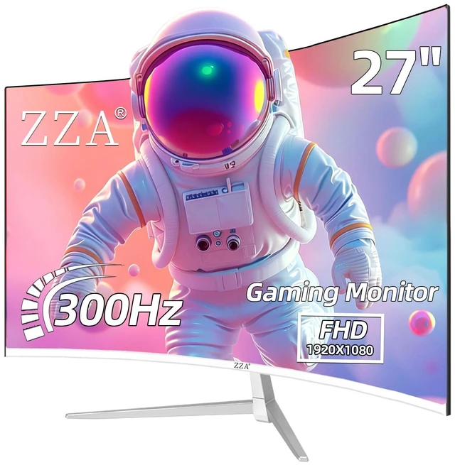 Main image of 27 inch White Gaming Monitor,240-300Hz Curved Monitor,Full HD 1080P Computer Monitor,Eye-Care Display with HDMI,DP,FreeSync,Wall Mountable for Office and Home