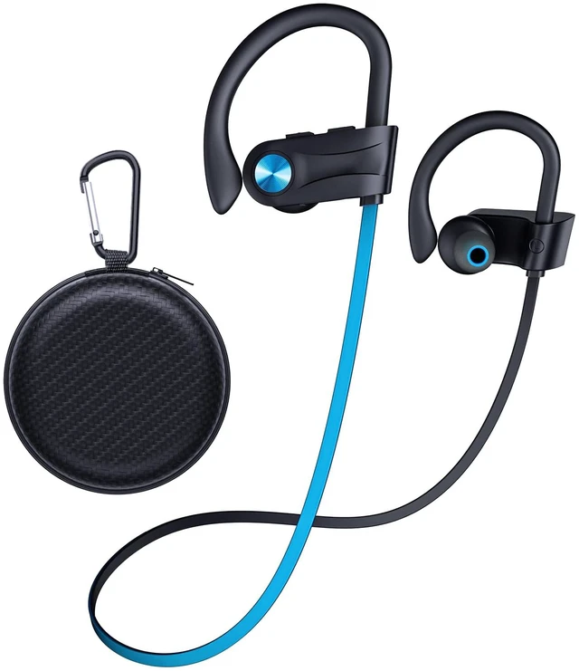 Main image of Wireless Headphones Bluetooth 5.3 Headphones with 16 Hours Playtime, Over-Ear Stereo Bass Earphones with Earhooks Headset, Sports Earbuds with Storage Bag for Running, Blue