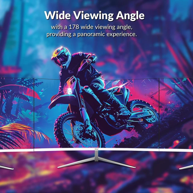 Alt view image 7 of 7 - 27 inch White Gaming Monitor,240-300Hz Curved Monitor,Full HD 1080P Computer Monitor,Eye-Care Display with HDMI,DP,FreeSync,Wall Mountable for Office and Home