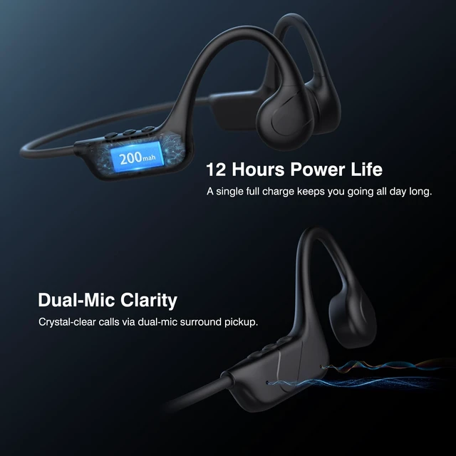 Alt view image 6 of 7 - Bone Conduction Headphones IPX8 Waterproof Swimming Earbuds for Running Underwater Wireless Headset with MP3 Mode, 12H Playtime, Built-in Memory Bluetooth 6.0 Open Ear Buds, Lightweight for Cycling