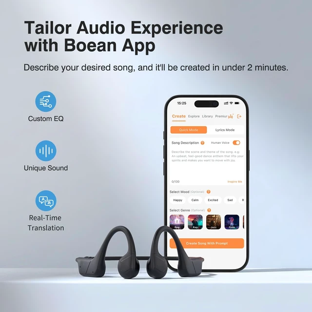 Alt view image 7 of 7 - Bone Conduction Headphones IPX8 Waterproof Swimming Earbuds for Running Underwater Wireless Headset with MP3 Mode, 12H Playtime, Built-in Memory Bluetooth 6.0 Open Ear Buds, Lightweight for Cycling
