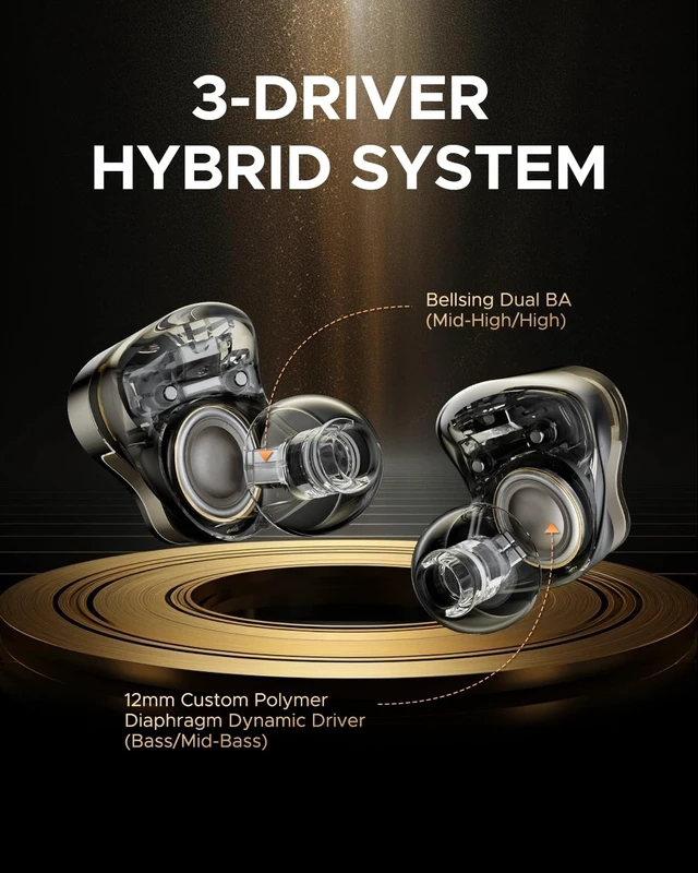 Alt view image 2 of 7 - H3 Wireless Headphones, Triple Driver LDAC aptX Lossless, 55dB 55dB Hybrid ANC, 6MIC AI ENC, Bluetooth 5.4, IPX5 Waterproof, Fast Charging 10min=2hrs, Multipoint Connection, App EQ