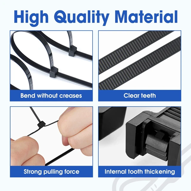 Alt view image 6 of 7 - 12 Inch 2000 PCS Zip Ties, Cable Ties 50lbs Tensile Strength, Black Zip Ties for Indoor and Outdoor Use, UV Resistant Wire Ties