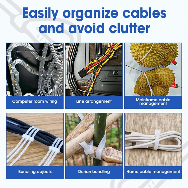 Alt view image 7 of 7 - 12 Inch 2000 PCS Zip Ties, Cable Ties 50lbs Tensile Strength, Black Zip Ties for Indoor and Outdoor Use, UV Resistant Wire Ties