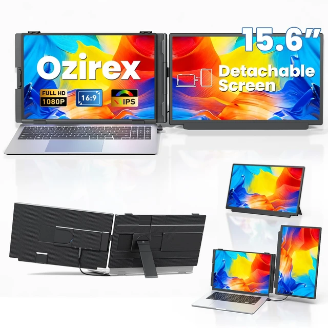 Main image of 15.6" Detachable Laptop Screen Extender, Ultra-Light Portable Monitor FHD 1080P Display, Dual Monitor for 14"-17.3" Laptops, One Cable Plug & Play, Compatible with Windows, Mac, ChromeOS, PS5