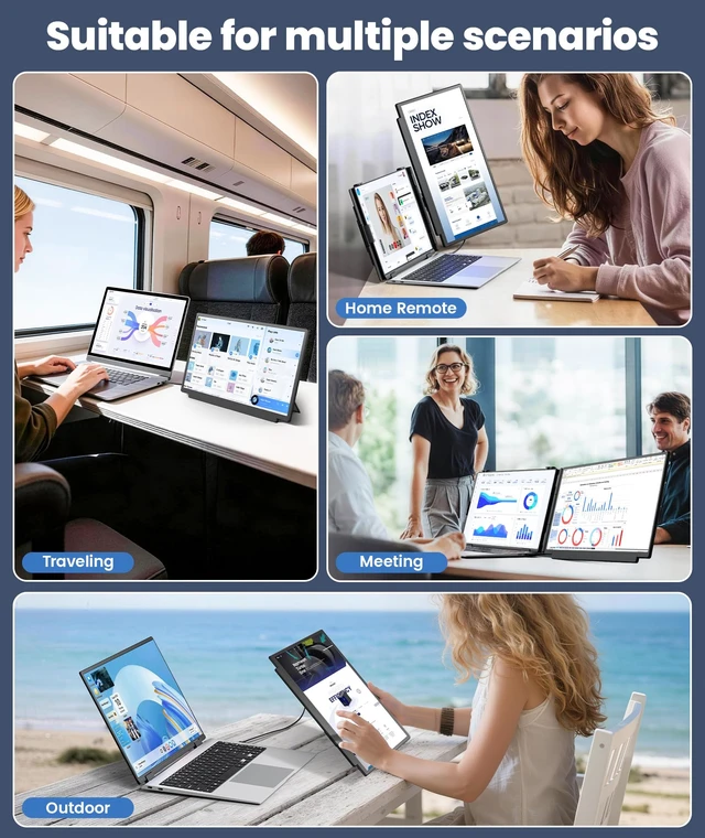 Alt view image 7 of 7 - 15.6" Detachable Laptop Screen Extender, Ultra-Light Portable Monitor FHD 1080P Display, Dual Monitor for 14"-17.3" Laptops, One Cable Plug & Play, Compatible with Windows, Mac, ChromeOS, PS5