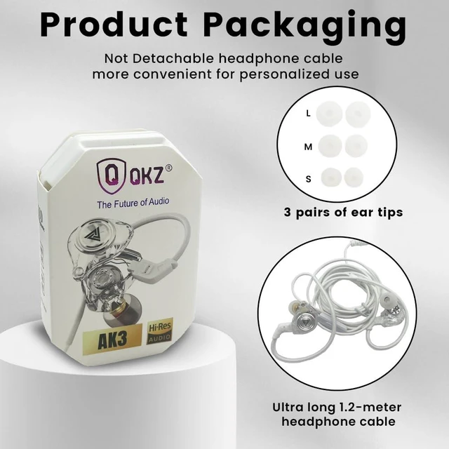 Alt view image 7 of 7 - Wired Gaming Earbuds, Ak3file in Ear Monitors, Deep Bass Sound Wired Earbuds, HiFi in Ear Headphones with 1DD 10mm Dynamic Driver, IEM for Music Gaming Video Calling (White)