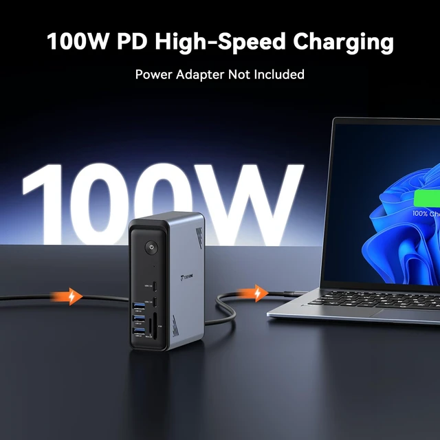 Alt view image 5 of 7 - 19-in-1 Laptop Docking Station Dual Monitor,10 USB C/A,2×4K HDMI Docking Station with Ethernet,PD 3.0, for Office & Home Multi-Screen Users, Fits Windows/HP/Dell Laptops (No Power Adapter)