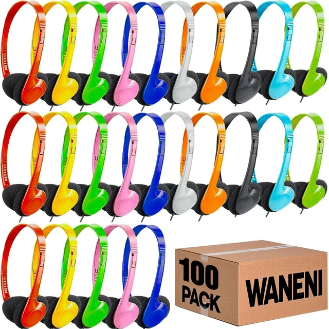 Main image of Kids Headphones Bulk 100 Pack for School Classroom Students Children Toddler Boys Girls Teen Adults