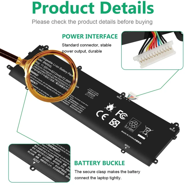 Alt view image 6 of 7 - BN06XL L68299-005 Battery for HP Spectre X360 BN06XL 15 15-eb000 15-eb0xxx 15-eb1xxx 15-EB0053DX 15-EB0043DX 15-EB1043DX 15T-EB000 15T-EB100 15T-EB 15-EB Series BNO6XL BN06072XL L68235-1C1 11.55V