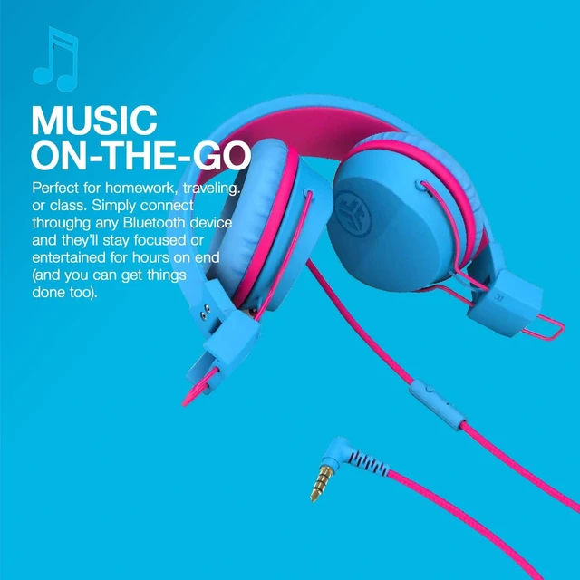Alt view image 6 of 6 - JBuddies Studio Wired Kid Headphones, On-Ear, Cotton Candy, Volume Limited, Folding, Adjustable, Noise Isolation, with Mic