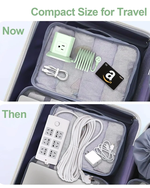 Alt view image 6 of 6 - Cube Power Strip USB C, 4 Outlets 3 USB 5 FT Extension Cord Green Space Saving Cube Shape Widely Spaced Outlets with USB C Port Flat Plug Power Strip for Travel Dorm Office Bedroom ETL Listed