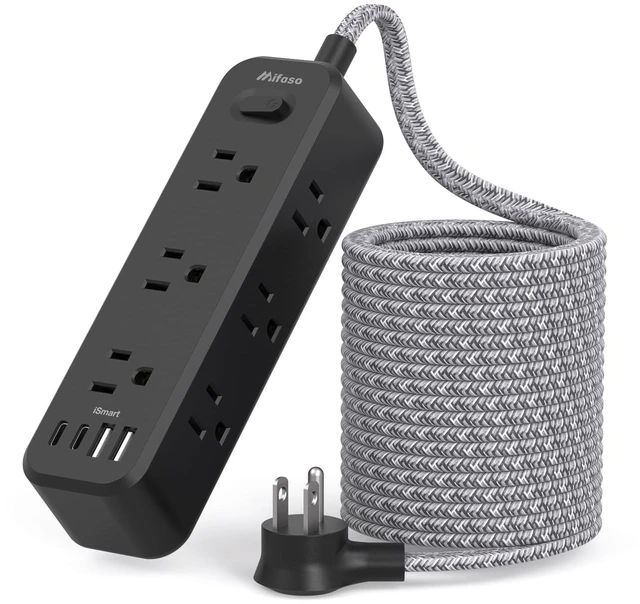 Main image of Extension Cord with Multiple Outlets 15FT, 13-in-1 Long Power Strip 9 AC & 4 USB Ports (2 USB C), Surge Protector with 900J, 3-Sided Desktop Charging Station for Home Office College Dorm, Black