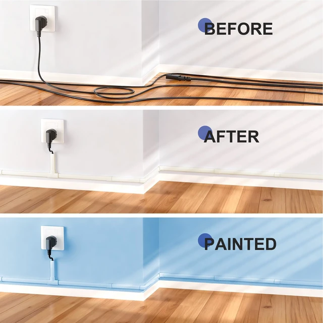 Alt view image 3 of 7 - Beige Cord Hider, 236in Cord Covers for 3-4 Wires on Wall, Beige Cable Hider Wire Covers for Cords, Wire Hiders for TV on Wall, TV Cord Hider Wall to Hide Wires, 15x L15.7 W1.18 H0.6in