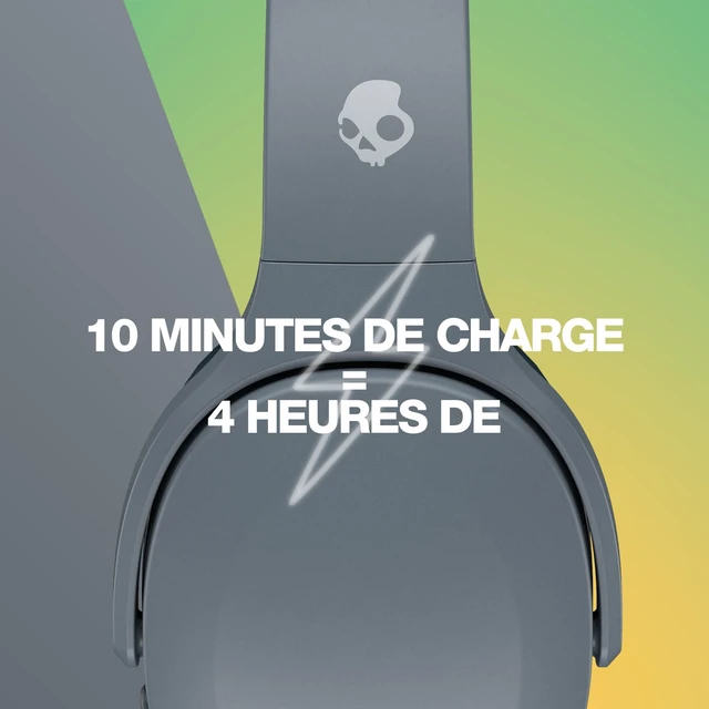 Alt view image 4 of 6 - Crusher Evo Wireless Bluetooth Headphones with Extra USB-C Charging Cable, Multi-Sensory Bass, Noise Isolating Over-Ear Fit, 40 Hours Battery, Microphone for iPhone Android - Chill Grey