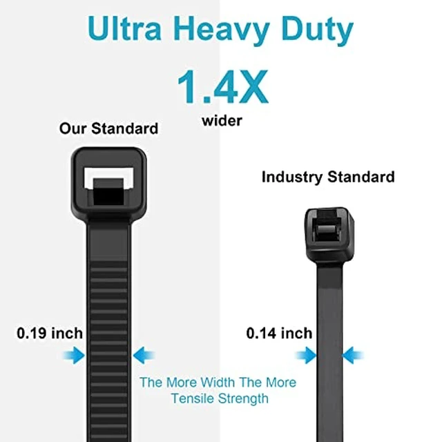 Alt view image 3 of 6 - 12 Inch Zip Ties Double Sided Toothed,100 LBS Tensile Strength Heavy Duty Cable Wire Ties With Self-Locking Adjustable More Durable Nylon Tie Wraps for Indoor Outdoor200 Pack