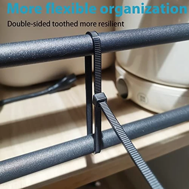 Alt view image 5 of 6 - 12 Inch Zip Ties Double Sided Toothed,100 LBS Tensile Strength Heavy Duty Cable Wire Ties With Self-Locking Adjustable More Durable Nylon Tie Wraps for Indoor Outdoor200 Pack