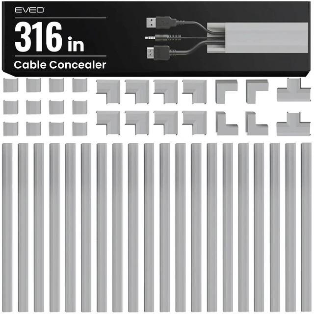 Main image of Cable Hider Wall 306 - Cable Raceway Cord Hider - Wire Covers for Cords on Wall, Cord Cover, Wall Cable Hider, Cable Concealer, Wire Hiders for TV on Wall - 20X (L16 W0.95 H0.5) - Medium Grey