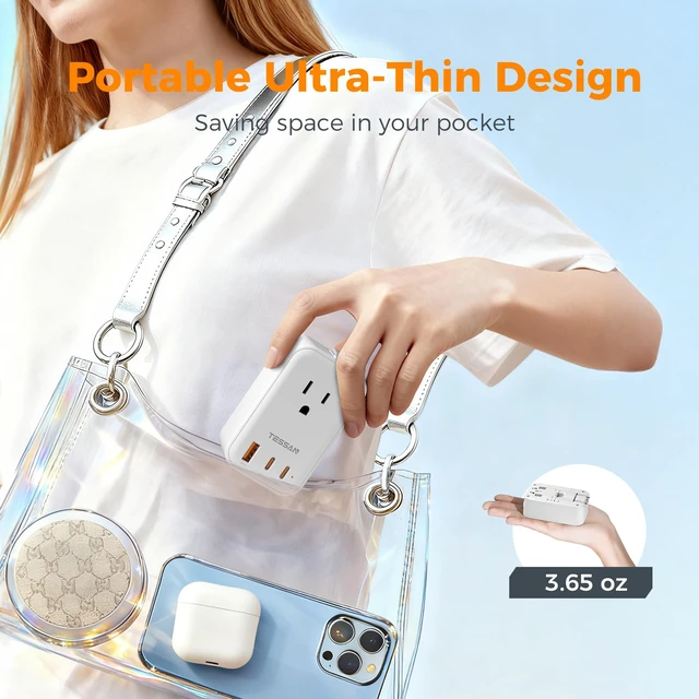 Alt view image 7 of 7 - Universal Travel Adapter PD 20W, White 2 USB C Ports, 1 USB A Port, International Power Adapter, US to EU UK AUS Scotland, Type C G A I