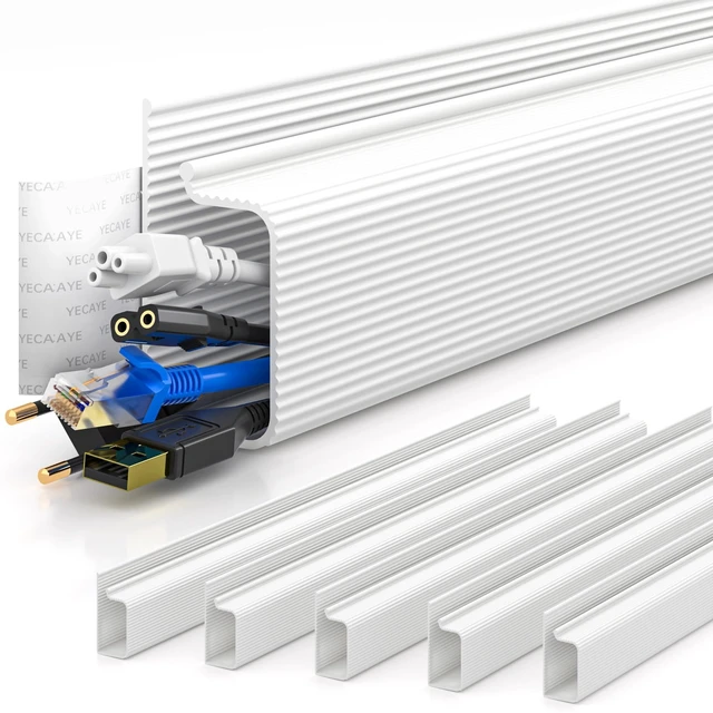Main image of Cable Management Under Desk, 6pack, White Easy Install Adhesive Mount;Cord Hider;Cord Organizer;Wire Management;Wire Hider for Office Organization;Child & Pet Proof