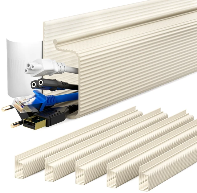 Main image of Cable Management Under Desk, 94.2 in, Cable Raceway, Beige Easy Install Adhesive Mount, Cord Hider, Cord Organizer, Child & Pet Proof,Wire Management,for Office Organization
