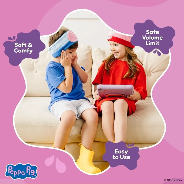 Alt view image 3 of 6 - Peppa Pig Headphones - Kids Headband Headphones - Bluetooth Wireless Headband - Comfortable Headphones for Plane - Safe Volume Limit - Adjustable, Travel, School, and Sleep (George Pig)