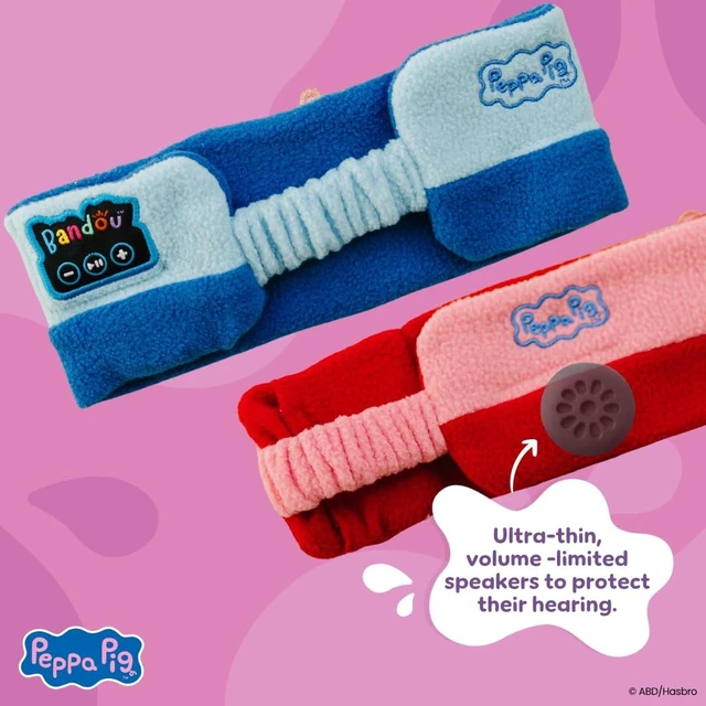 Alt view image 5 of 6 - Peppa Pig Headphones - Kids Headband Headphones - Bluetooth Wireless Headband - Comfortable Headphones for Plane - Safe Volume Limit - Adjustable, Travel, School, and Sleep (George Pig)