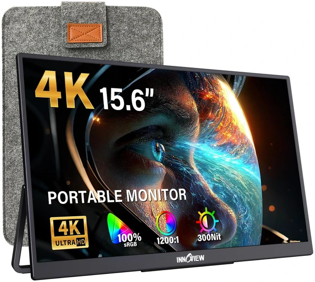 Main image of 15.6 inch Portable Monitor 4K UHD 3840x2160 100% sRGB HDR External Monitor with 2 USB-C & HDMI Ports Travel Second Monitor for Laptop Mac PC Xbox PS5 Switch (Includes Adapter)