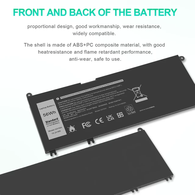 Alt view image 7 of 7 - 33YDH Laptop Battery for Dell Inspiron 17 7000 7778 7779 7786 7773 15 7577 G3 3579 3779 G5 5587 G7 7588 Latitude 13 3380 14 3490 15 3590 3580 Vostro 15 7580 7570 PVHT1 P30E 81PF3 081PF3