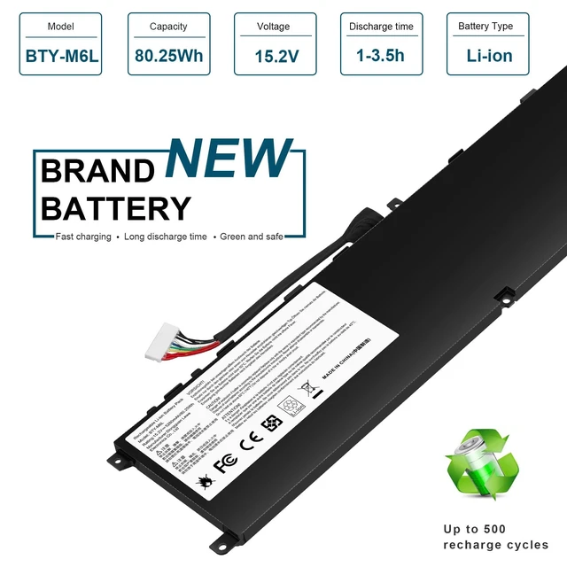 Alt view image 4 of 7 - BTY-M6L MS-16Q2 MS-16Q3 Laptop Battery Compatible with MSI GS65 GS75 Stealth Thin 8RF 8SE 8SF 8SG 9RE 9SD 9SE 9SF 9SG PS63 PS42 8RB Modern 8RC 8SC P65 Creator 8RD 8RF 8RE 8SF 9SE P75 Creator 9SC 9SE