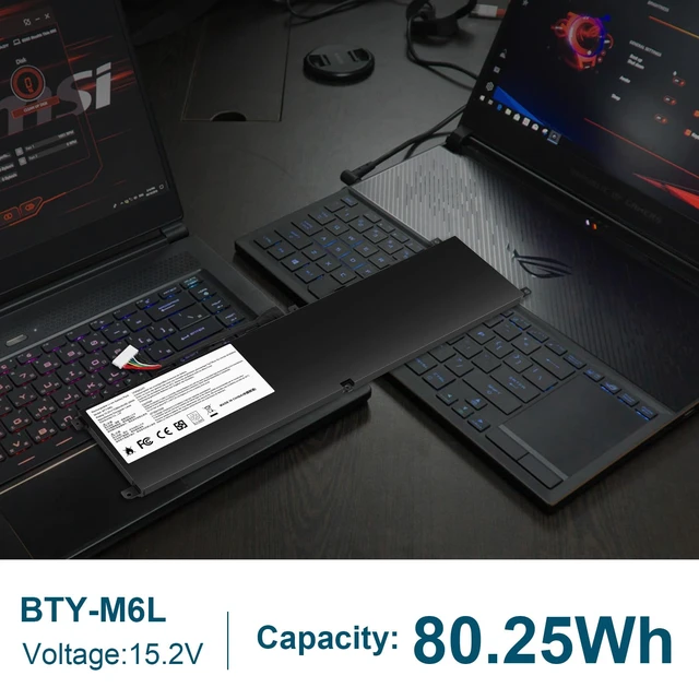 Alt view image 5 of 7 - BTY-M6L MS-16Q2 MS-16Q3 Laptop Battery Compatible with MSI GS65 GS75 Stealth Thin 8RF 8SE 8SF 8SG 9RE 9SD 9SE 9SF 9SG PS63 PS42 8RB Modern 8RC 8SC P65 Creator 8RD 8RF 8RE 8SF 9SE P75 Creator 9SC 9SE
