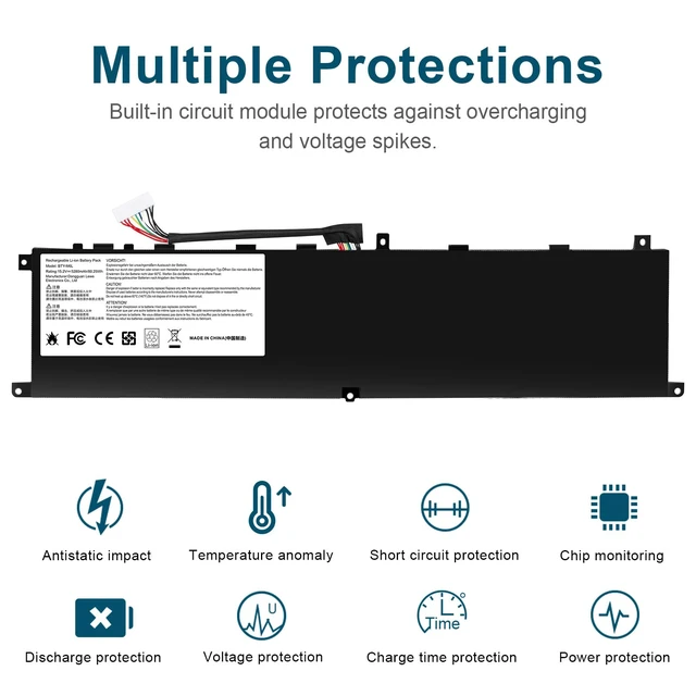 Alt view image 7 of 7 - BTY-M6L MS-16Q2 MS-16Q3 Laptop Battery Compatible with MSI GS65 GS75 Stealth Thin 8RF 8SE 8SF 8SG 9RE 9SD 9SE 9SF 9SG PS63 PS42 8RB Modern 8RC 8SC P65 Creator 8RD 8RF 8RE 8SF 9SE P75 Creator 9SC 9SE