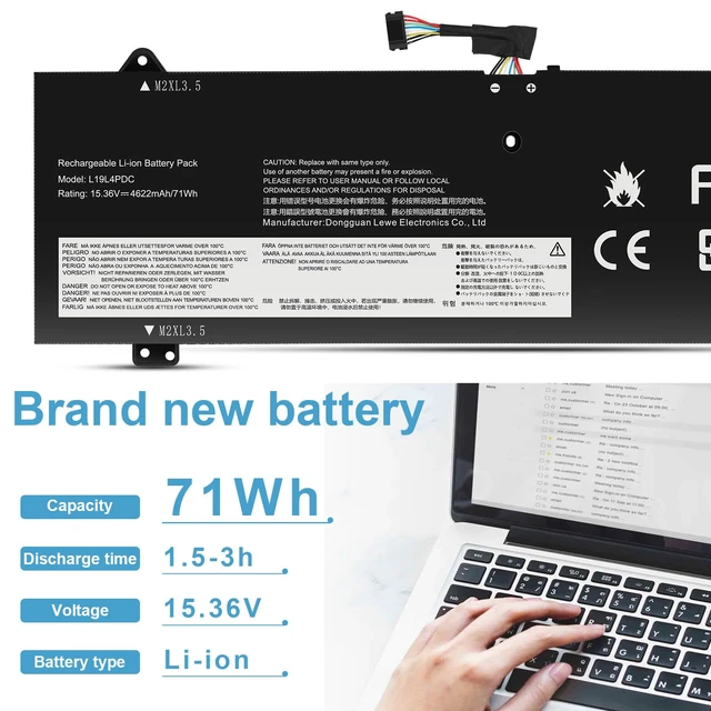Alt view image 3 of 7 - L19L4PDC L19C4PDC L19M4PDC Battery Replacement for Lenovo Ideapad Yoga 7-14ITL5 82BH 7-15ITL5 82BJ Yoga 7i (15 inch) 2 in 1 Series, 5B10Z26482 SB10Z26481 5B10Z26485 SB10Z26483 5B10Z26479 SB10Z26486