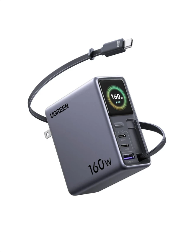 Main image of Nexode Pro 160W Charger with Retractable Cable, Smart Display & APP Control, 4-Port GaN Fast USB C Wall Block, Type-C Charging Compatible for MacBook Pro/Air, iPhone 17/16 Series, iPad, Galaxy