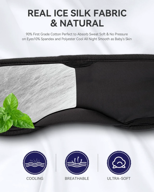 Alt view image 3 of 7 - Sleep Headphones Bluetooth 5.4 Sleep Mask with HD Sound Breathable Flat Design with Cooling Lining, Washable Headband, 14 Hours Playtime for Travel Meditation Relaxation Gifts