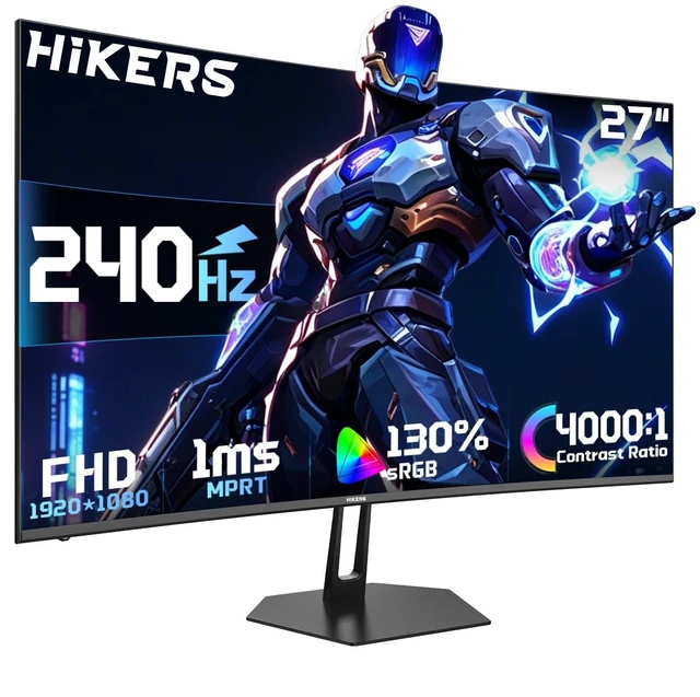 Main image of 27 Inch 240Hz Curved Gaming Monitor, FHD 1080P Computer Monitor 4000:1 Contrast Ratio Fast VA with MPRT 1ms, 130% sRGB 1500R HDMI DP VESA 100×100, (G27H1F, One HDMI Cable Included)