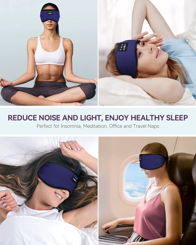 Alt view image 7 of 7 - Sleep Headphones Bluetooth 5.4 Sleep Mask with HD Sound Breathable Flat Design with Cooling Lining, Washable Headband, 14 Hours Playtime for Travel Meditation Relaxation Gifts