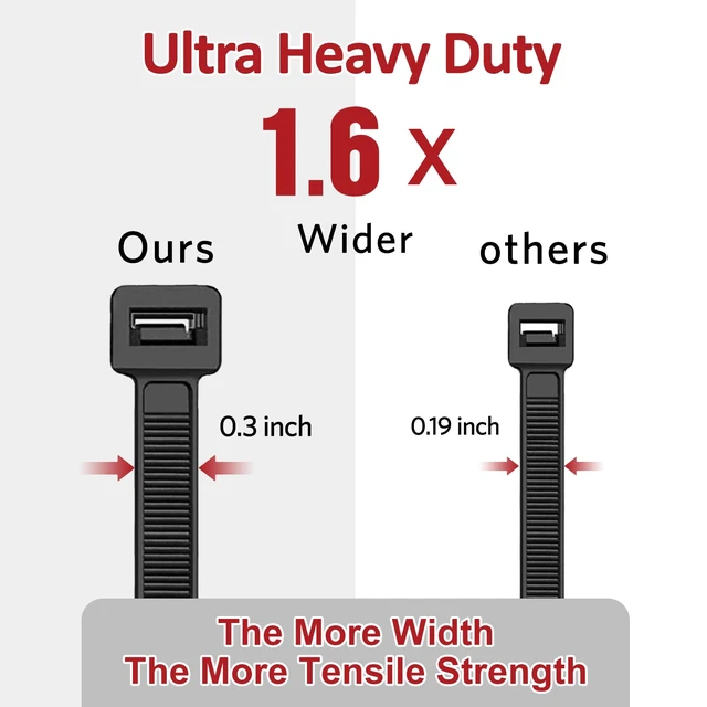Alt view image 2 of 7 - Zip Ties Heavy Duty 14 inch (500 Pack), Heavy Duty Cable Ties with 120 lb Tensile Strength for Outdoor Use, Black Wire Ties