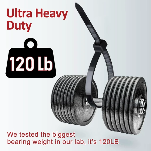 Alt view image 3 of 7 - Zip Ties Heavy Duty 14 inch (500 Pack), Heavy Duty Cable Ties with 120 lb Tensile Strength for Outdoor Use, Black Wire Ties