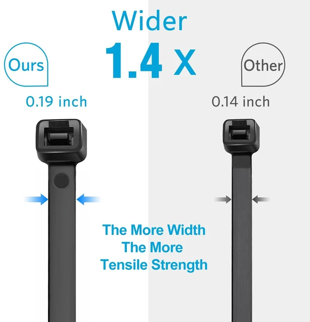 Alt view image 4 of 7 - Zip Ties Heavy Duty 12 inch (1000 Pack), Double-sided Toothed, 85 lb, Delivering 1.7X Tensile Strength in the Same Specs, Black Cable Ties