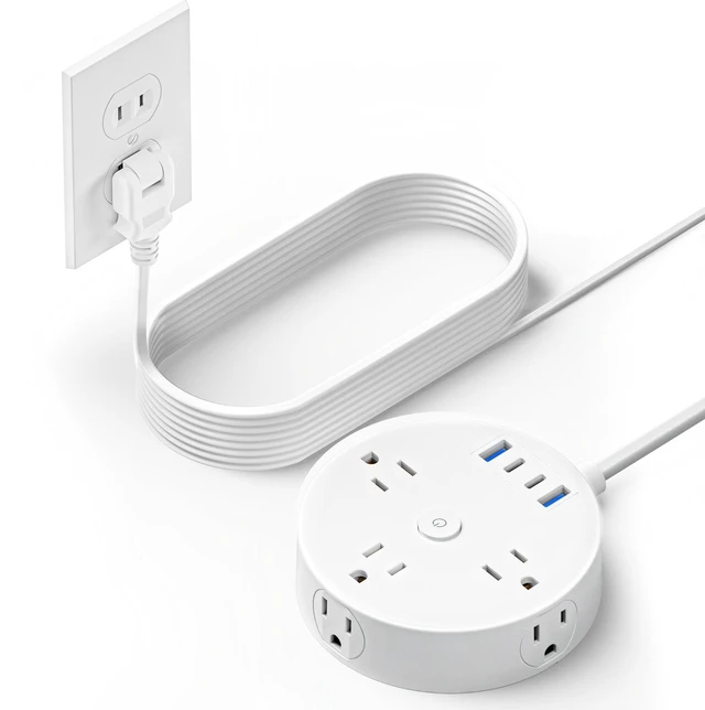 Main image of 15FT 2 Prong Power Strip, 2 Prong to 3 Prong Outlet Adapter 180° Rotating Plug, 6 Outlets 4 USB(2 USB C), Wall Mount, Ideal for Non-Grounded Outlets
