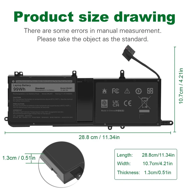 Alt view image 2 of 7 - 9NJM1 44T2R MG2YH Laptop Battery for Dell Alienware 15 R3 R4 17 R4 R5 Series P31E P69F P31E001 P31E002 P69F001 P69F002 HF25D 01D82 546FF 0546FF HF250 0HF250 0MG2YH