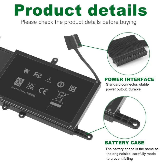 Alt view image 3 of 7 - 9NJM1 44T2R MG2YH Laptop Battery for Dell Alienware 15 R3 R4 17 R4 R5 Series P31E P69F P31E001 P31E002 P69F001 P69F002 HF25D 01D82 546FF 0546FF HF250 0HF250 0MG2YH