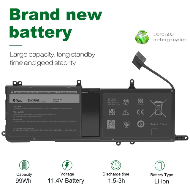 Alt view image 6 of 7 - 9NJM1 44T2R MG2YH Laptop Battery for Dell Alienware 15 R3 R4 17 R4 R5 Series P31E P69F P31E001 P31E002 P69F001 P69F002 HF25D 01D82 546FF 0546FF HF250 0HF250 0MG2YH