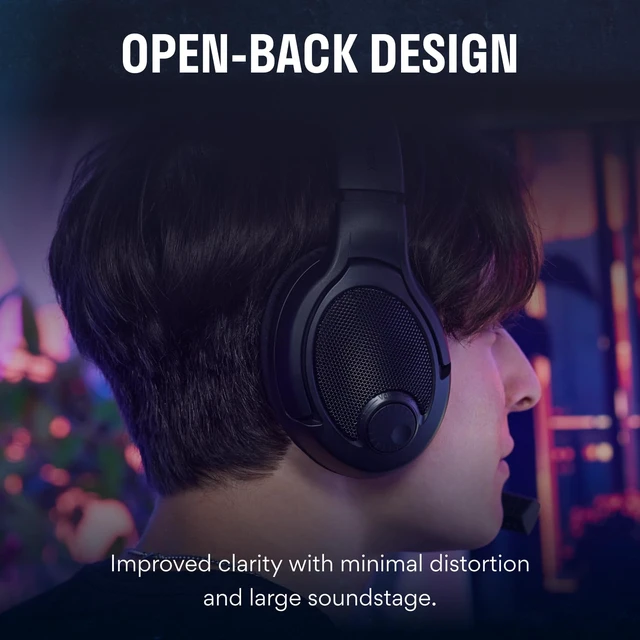 Alt view image 2 of 6 - PC38X Gaming Headset Open-Back Over-Ear Design with Noise-Cancelling Mic, Velour Earpads Compatible with PC, PS5, PS4, Xbox, Switch, Mobile Black