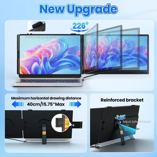 Alt view image 6 of 7 - Laptop Screen Extender, Ultra-lightweight 14" FHD 1080P IPS Dual Screen, Laptop Monitor Extender with USB-C/HDMI Port, Plug and Play Portable Monitor for 13-17" Laptops (Wins/Mac/Android//Switch/PS5)