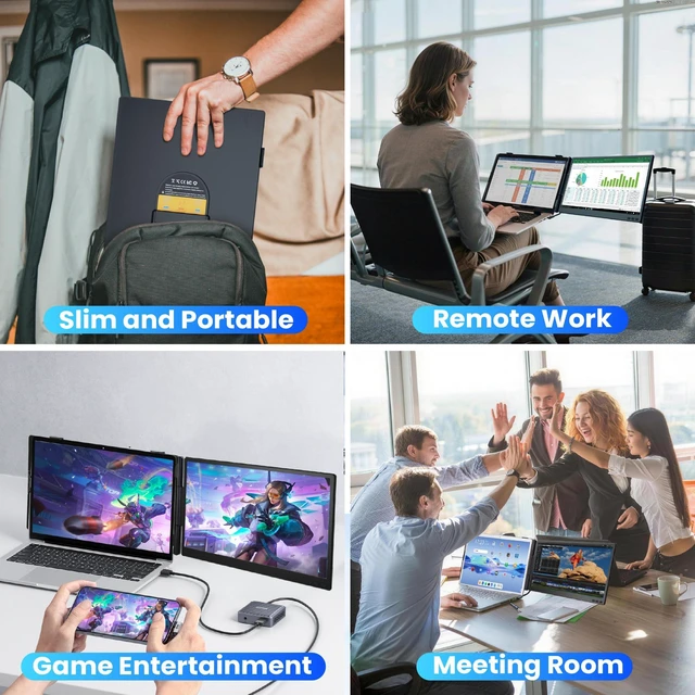 Alt view image 7 of 7 - Laptop Screen Extender, Ultra-lightweight 14" FHD 1080P IPS Dual Screen, Laptop Monitor Extender with USB-C/HDMI Port, Plug and Play Portable Monitor for 13-17" Laptops (Wins/Mac/Android//Switch/PS5)