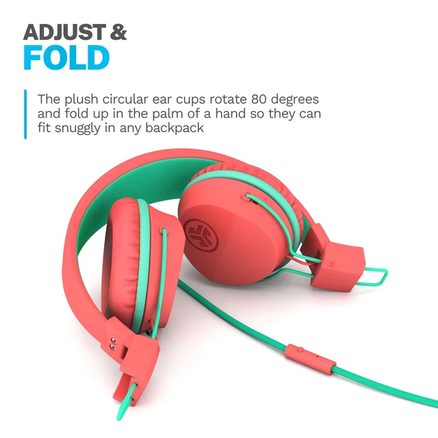Alt view image 5 of 7 - JBuddies Studio on-Ear Kids Wired Headphones with mic, Volume Limiter, Foldable, Adjustable, Each