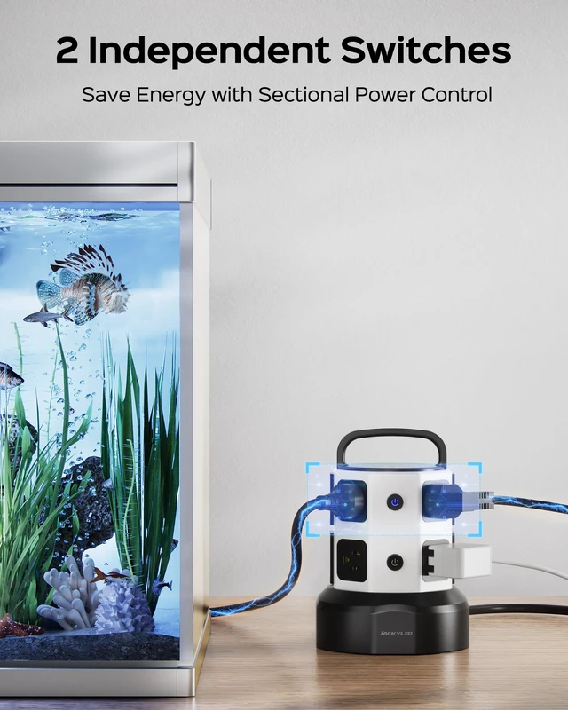 Alt view image 4 of 7 - Power Strip Tower Surge Protector, 8 AC 4 USB (2 USB C), 1050J 6.5Ft Retractable Extension Cord with Multiple Outlets, 1625W/13A Outlet Extender, USB Charging Station for Home Office Dorm